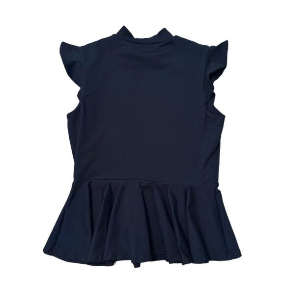 Susana Monaco Flutter Sleeve Peplum Top Black Size L - Picture 2 of 6